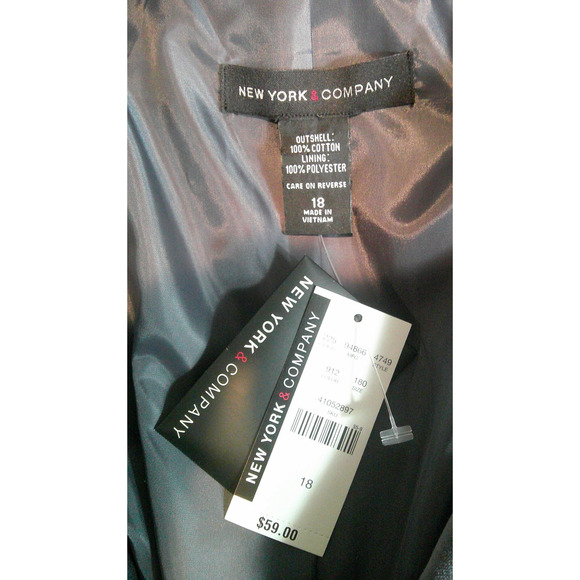 New York & Company Gray Velvet Blazer Jacket Women's 18 NEW - Picture 6 of 6